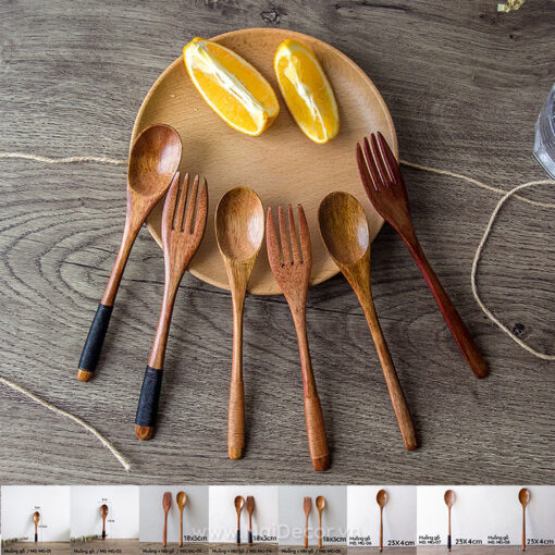 Muỗng nĩa bằng gỗ trang trí chụp ảnh đồ ăn