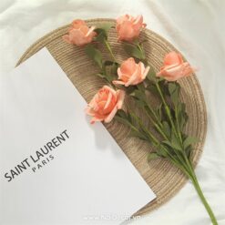 Hoa hồng trang trí siêu đẹp nhiều màu (1 cành 5 bông) - Cam